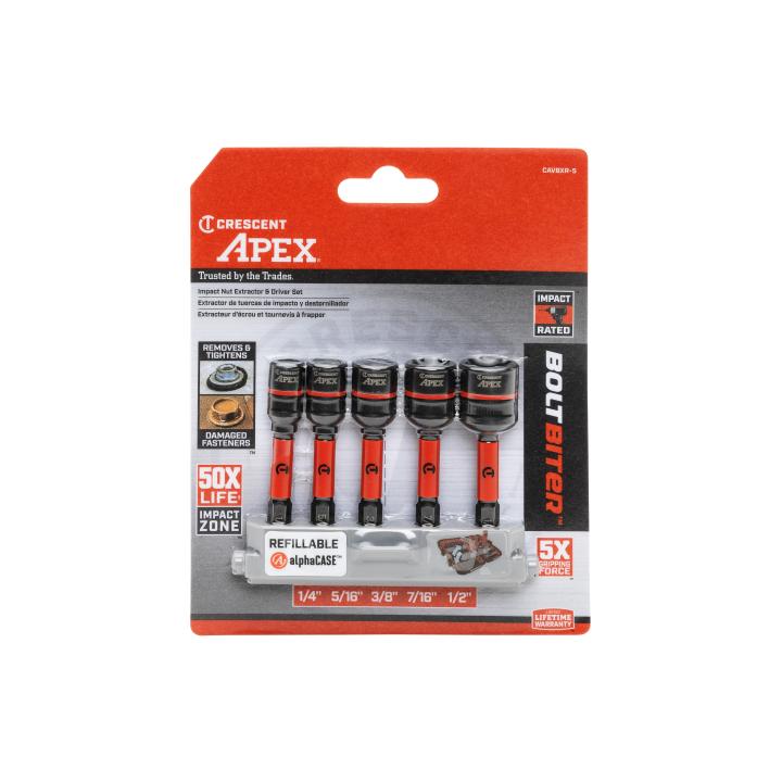 Image of 5 Pc. Bolt Biter™ Impact Nut Extractor & Driver Set - Crescent