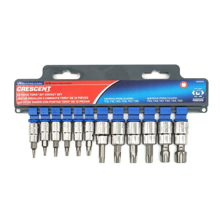 Image of 12 Pc. 1/4" & 3/8" Drive Torx® Bit Socket Set - Crescent