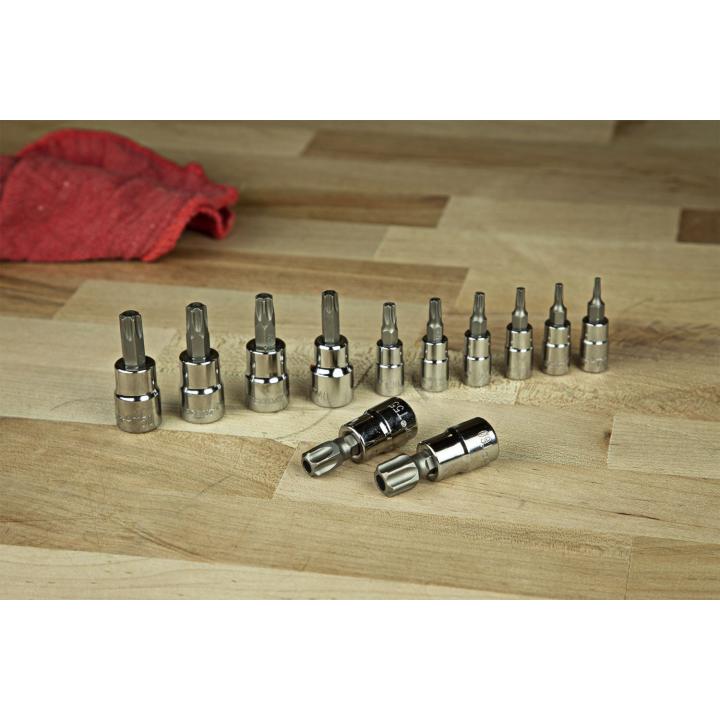 Image of 12 Pc. 1/4" & 3/8" Drive Tamper Proof Torx® Bit Socket Set - Crescent