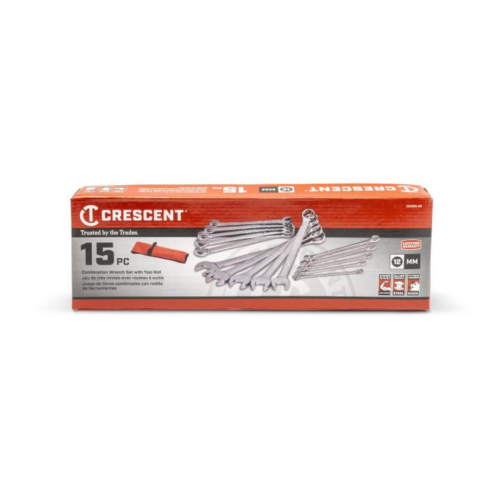Image of 15 Pc. 12 Point Metric Combination Wrench Set - Crescent