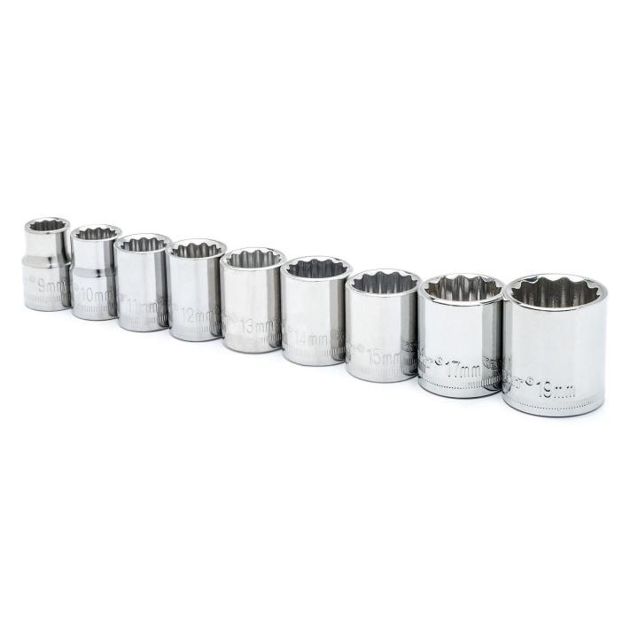 Image of 9 Pc. 3/8" Drive 12 Point Standard Metric Socket Set - Crescent