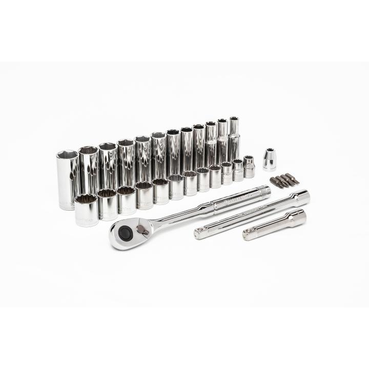 Image of 32 Pc. 3/8" Drive 6 and 12 Point Metric Mechanics Tool Set - Crescent