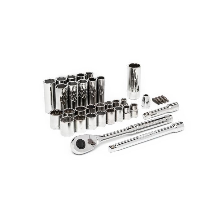 Image of 35 Pc. 3/8" Drive 6 and 12 Point SAE/Metric Mechanics Tool Set - Crescent