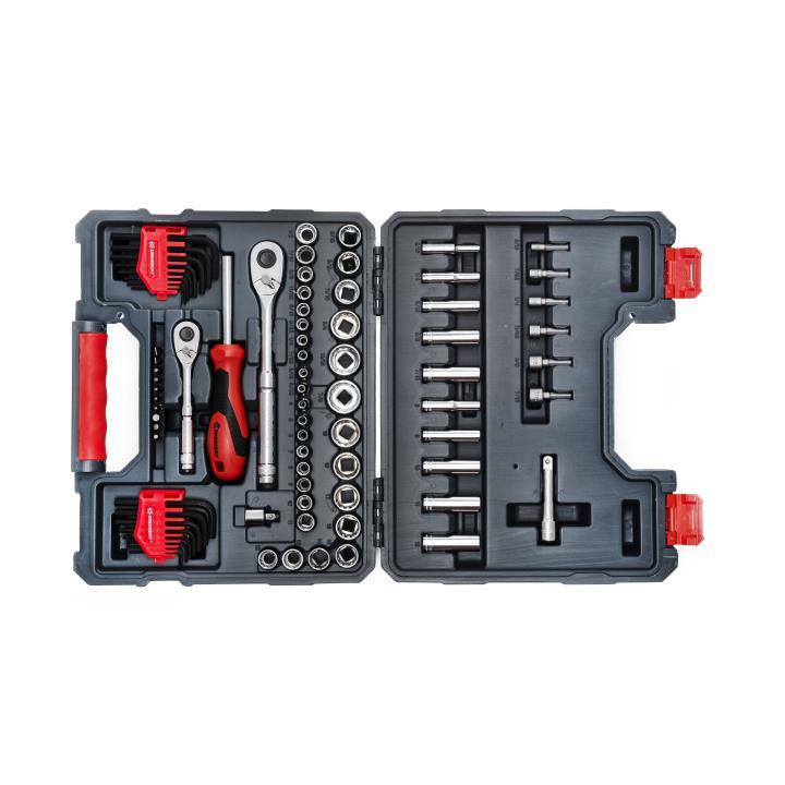 Image of 84 Pc. 1/4" & 3/8" Drive 6 and 12 Point SAE/Metric Mechanics Tool Set - Crescent