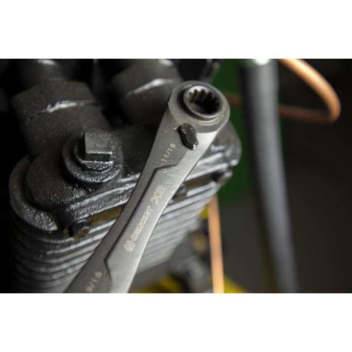 2 Pc. X6 4in1 Black Oxide Spline Ratcheting SAE Wrench Set