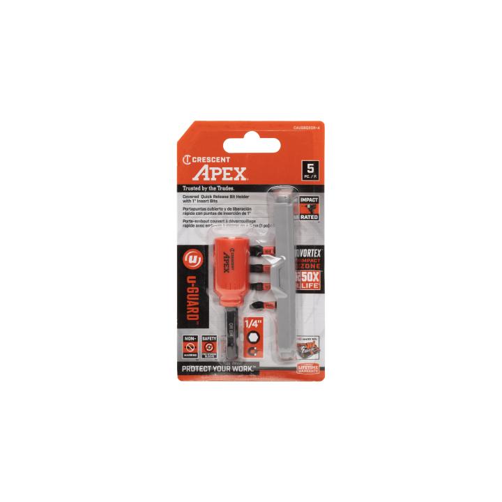 Image of 5 Pc. u-GUARD™ Quick Release Bit Holder and VORTEX™ Bits - Crescent