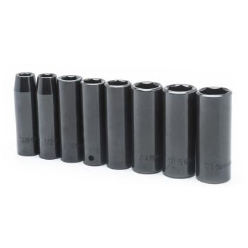 Image of 8 Pc. 1/2" Drive 6 Point Deep Impact SAE Socket Set - Crescent