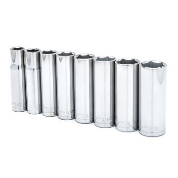 Image of 8 Pc. 1/2" Drive 6 Point Deep SAE Socket Set - Crescent