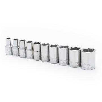 Image of 10 Pc. 1/4" Drive 6 Point Standard SAE Socket Set - Crescent