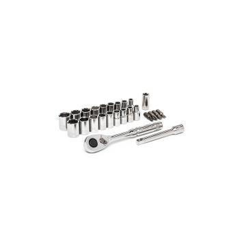 Image of 25 Pc. 1/4" Drive 6 Point SAE/Metric Mechanics Tool Set - Crescent